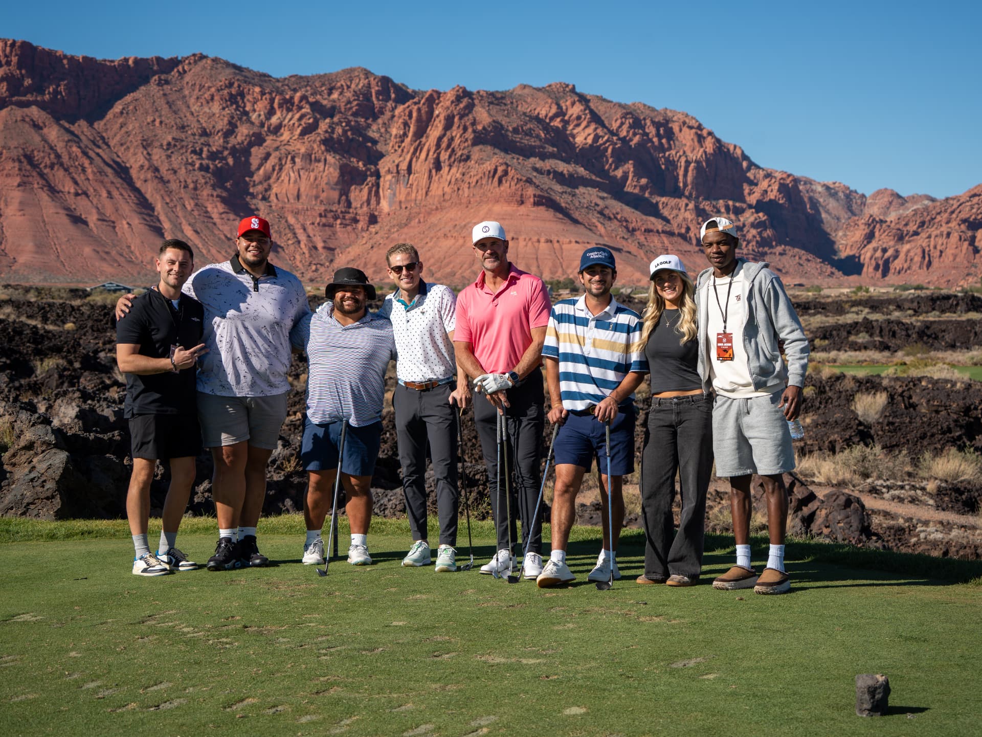 Athletes and business leaders together during an in-person experience in the American West